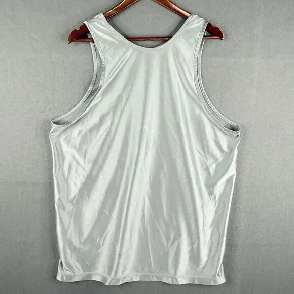 Vintage Nike Satin Basketball Jersey Top Mens Large Silver Hoop Gym Workout - Picture 10 of 11